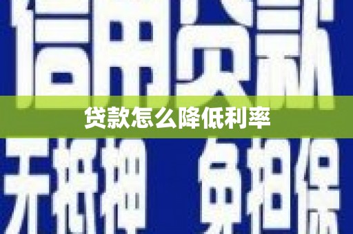 西林贷款怎么降低利率
