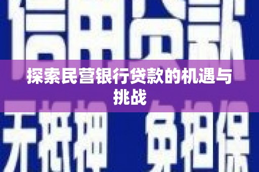 西林探索民营银行贷款的机遇与挑战
