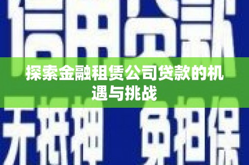 西林探索金融租赁公司贷款的机遇与挑战