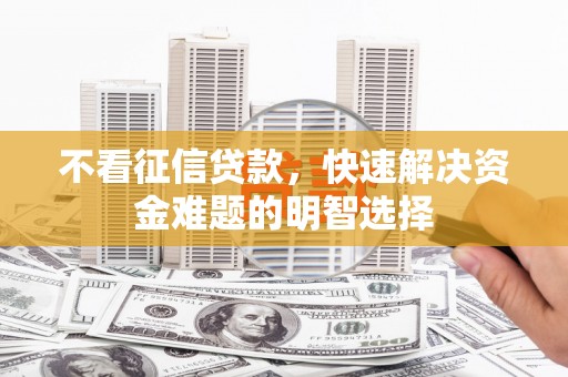 西林不看征信贷款，快速解决资金难题的明智选择