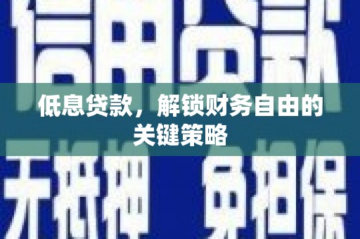 西林低息贷款，解锁财务自由的关键策略