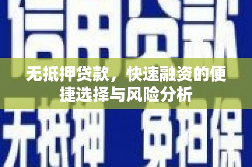 西林无抵押贷款，快速融资的便捷选择与风险分析