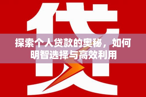 西林探索个人贷款的奥秘，如何明智选择与高效利用